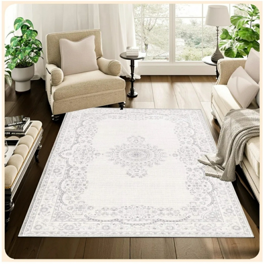 Small Area Rug, 3'x5', grey and white